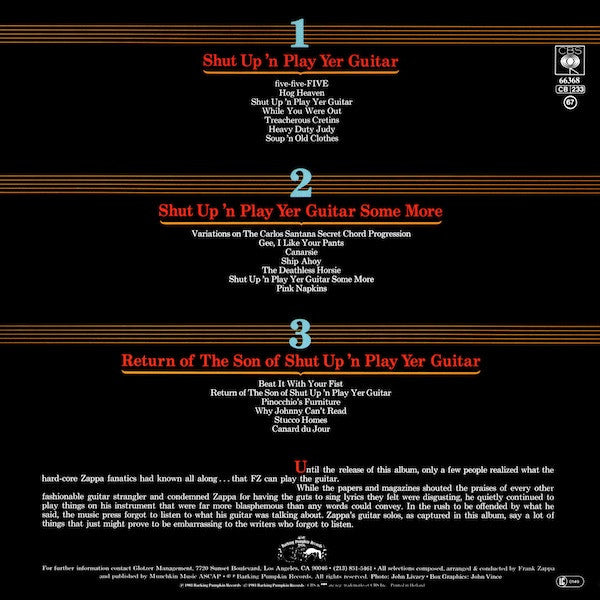Frank Zappa ~ Shut Up 'N Play Yer Guitar (Vinyl) - Djungel & Jazz