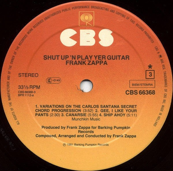 Frank Zappa ~ Shut Up 'N Play Yer Guitar (Vinyl) - Djungel & Jazz