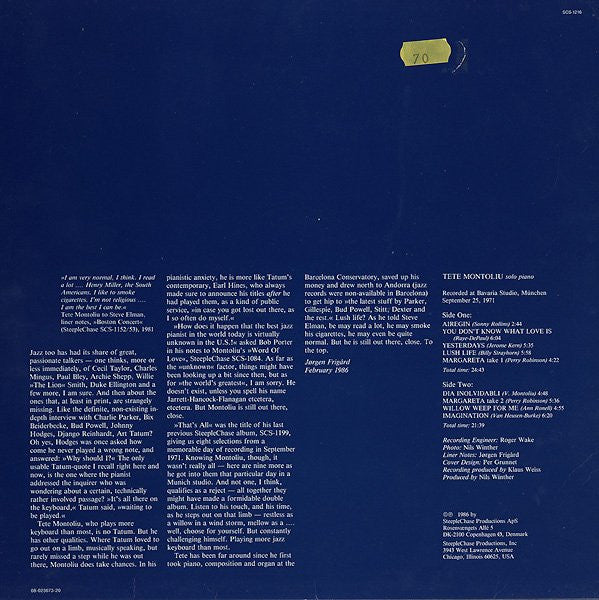 Tete Montoliu ~ Lush Life (Vinyl) - Djungel & Jazz