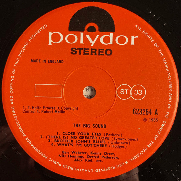 Ben Webster ~ Big Sound (Vinyl) - Djungel & Jazz