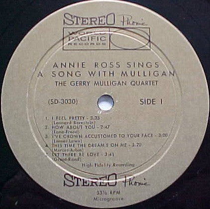 Annie Ross With The Gerry Mulligan Quartet ~ Sings A Song With Mulligan! (Vinyl) - Djungel & Jazz