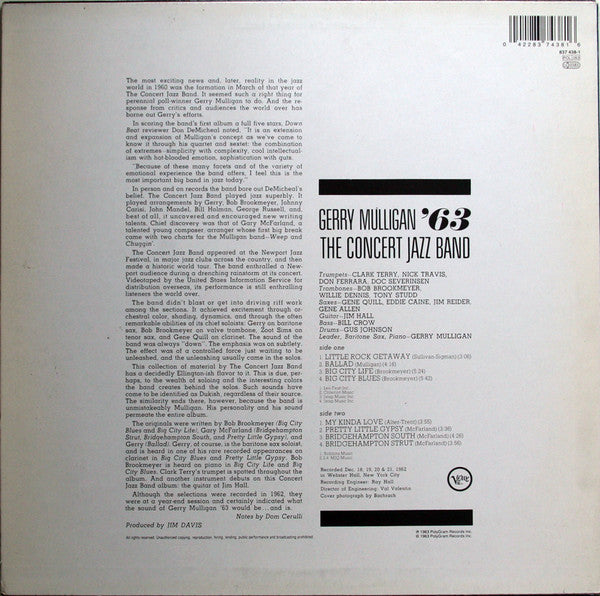 The Concert Jazz Band ~ Gerry Mulligan 63 (Vinyl) - Djungel & Jazz