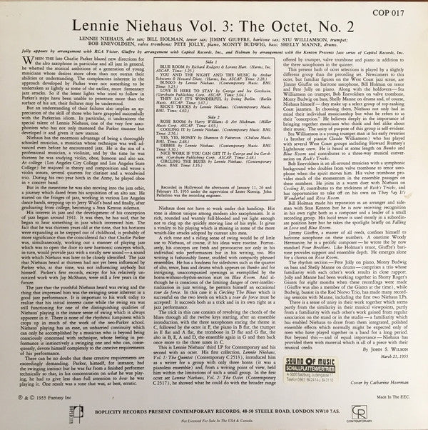 Lennie Niehaus ~ Vol. 3: The Octet, No. 2 (Vinyl) - Djungel & Jazz