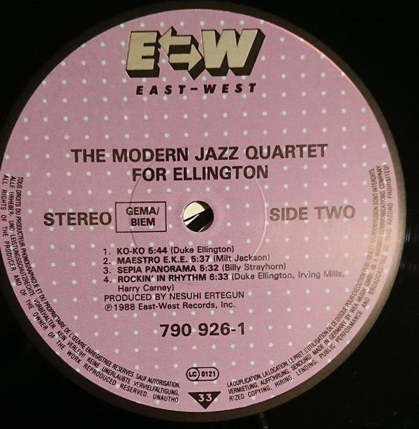 The Modern Jazz Quartet ~ For Ellington (Vinyl) - Djungel & Jazz