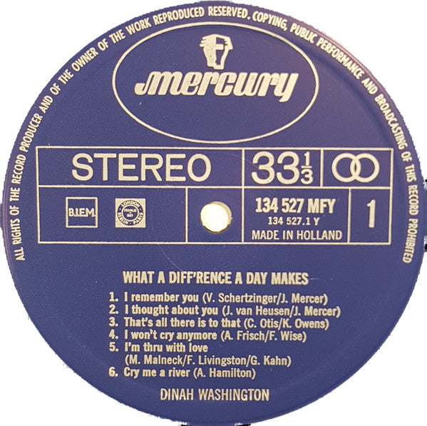 Dinah Washington : What A Diff'rence A Day Makes (LP, Album, RE)