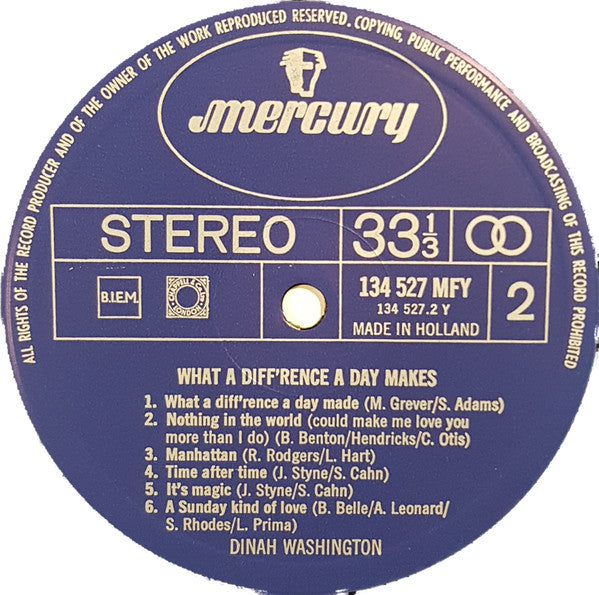 Dinah Washington : What A Diff'rence A Day Makes (LP, Album, RE)