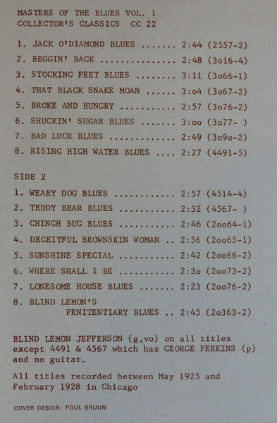 Blind Lemon Jefferson ~ Blind Lemon Jefferson (Vinyl) - Djungel & Jazz