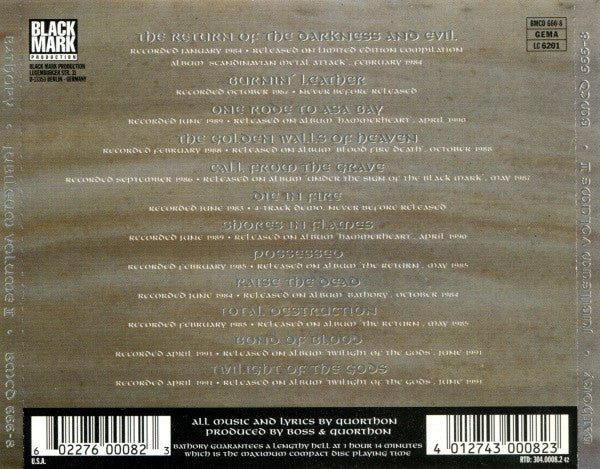 Bathory ~ Jubileum Volume II (Vinyl) - Djungel & Jazz