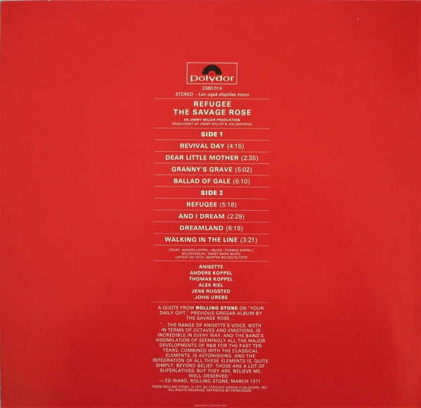 The Savage Rose ~ Refugee (Vinyl) - Djungel & Jazz