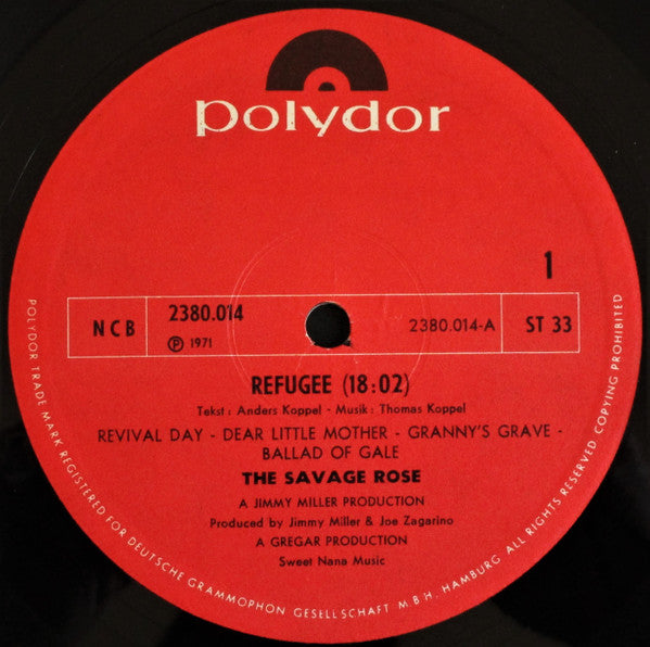 The Savage Rose ~ Refugee (Vinyl) - Djungel & Jazz