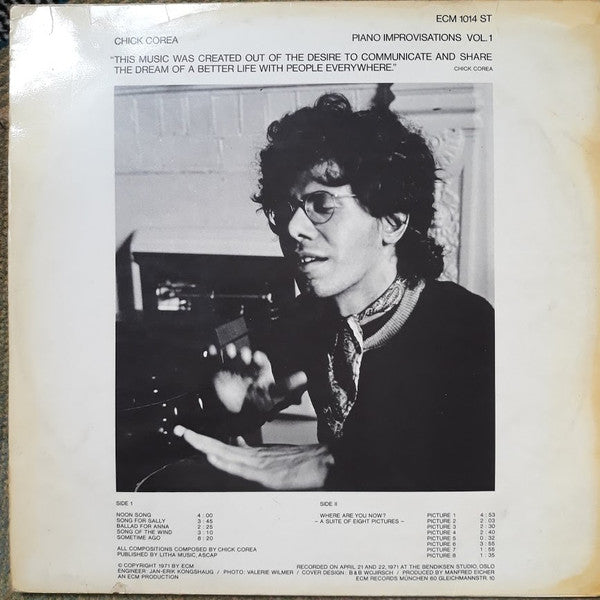 Chick Corea ~ Piano Improvisations Vol. 1 (Vinyl) - Djungel & Jazz