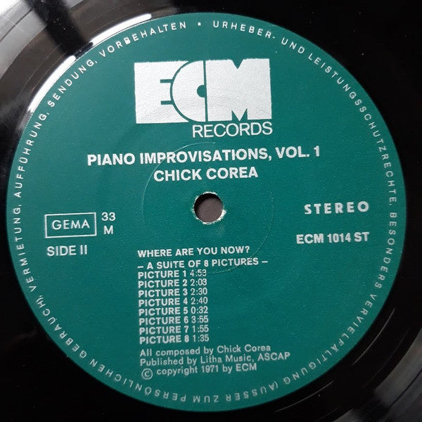 Chick Corea ~ Piano Improvisations Vol. 1 (Vinyl) - Djungel & Jazz