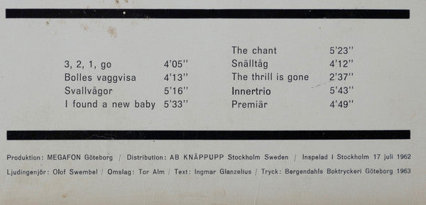 Jan Johanssons Trio ~ Innertrio (Vinyl) - Djungel & Jazz