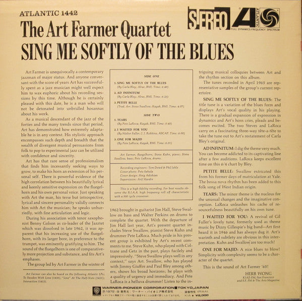 The Art Farmer Quartet* : Sing Me Softly Of The Blues (LP, Album, RE)