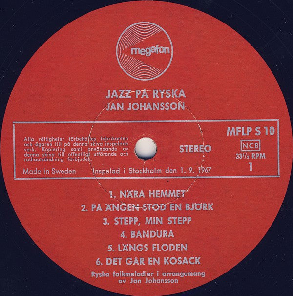 Jan Johansson ~ Jazz På Ryska (Vinyl) - Djungel & Jazz