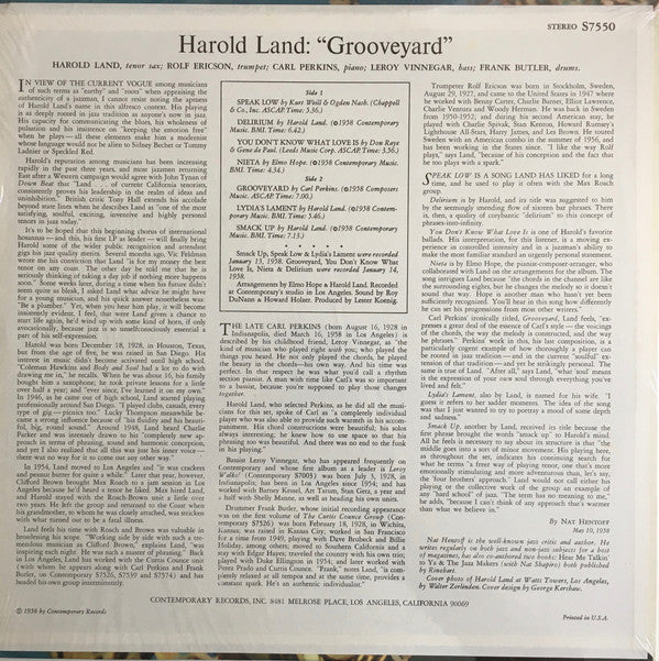 Harold Land Quintet ~ Grooveyard (Vinyl) - Djungel & Jazz