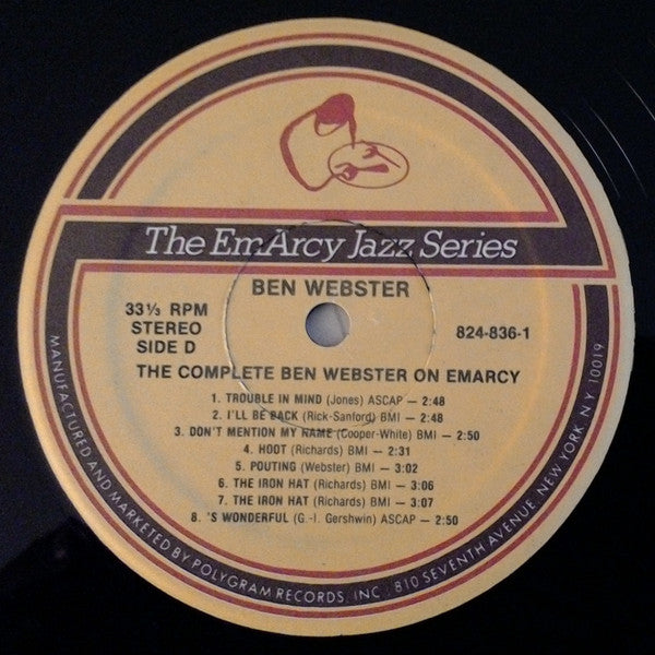 Ben Webster ~ The Big Tenor (The Complete Ben Webster On EmArcy) (Vinyl) - Djungel & Jazz