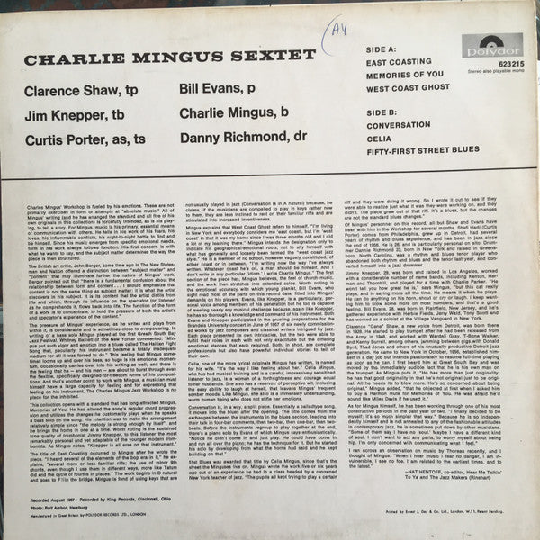 Charlie Mingus ~ Charlie Mingus Sextet (Vinyl) - Djungel & Jazz