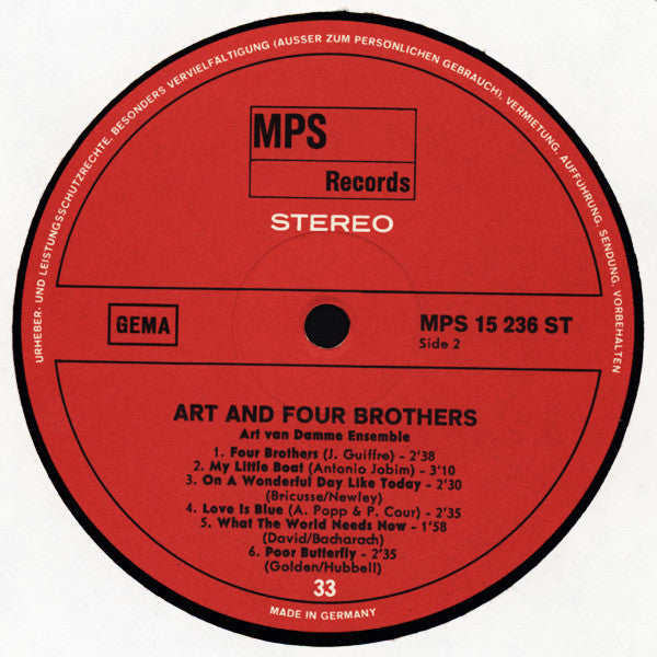 Art Van Damme Ensemble ~ Art And Four Brothers (Vinyl) - Djungel & Jazz