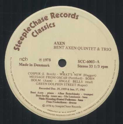 Bent Axen Trio & Quintet ~ Axen (Vinyl) - Djungel & Jazz