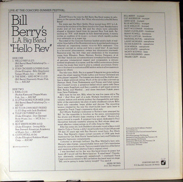 Bill Berrys L.A. Big Band ~ Hello Rev (Vinyl) - Djungel & Jazz