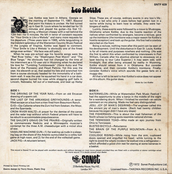 Leo Kottke ~ 6 & 12 String Guitar (Vinyl) - Djungel & Jazz