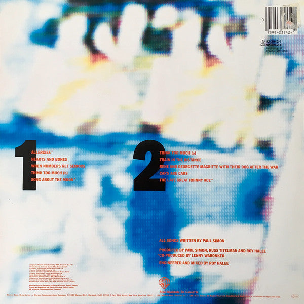 Paul Simon : Hearts And Bones (LP, Album, GEM)