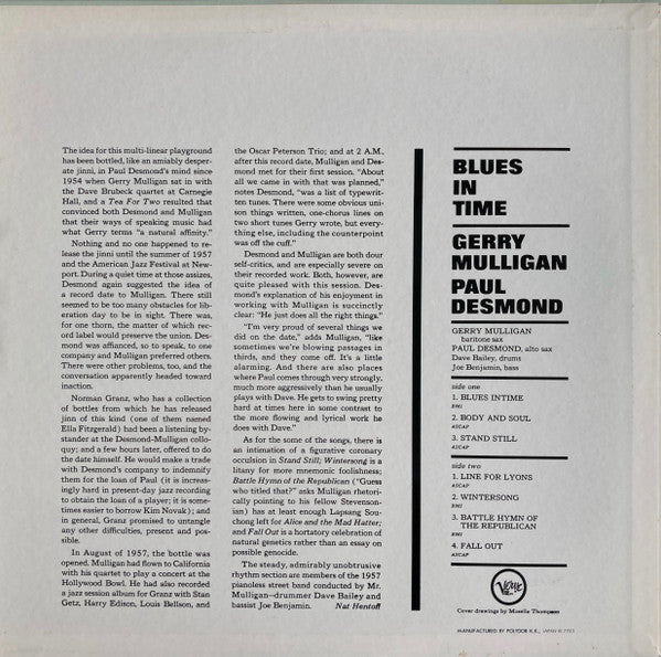 Gerry Mulligan / Paul Desmond ~ Blues In Time (Vinyl) - Djungel & Jazz