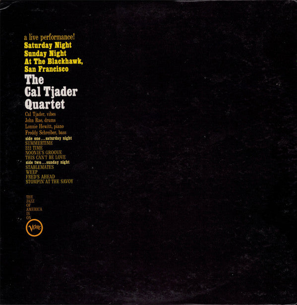 Cal Tjader Quartet ~ Saturday Night / Sunday Night At The Blackhawk, San Francisco (Vinyl) - Djungel & Jazz