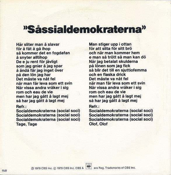 Eddie Meduza : Såssialdemokraterna (7", Lar)