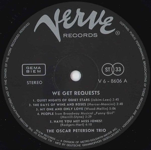 The Oscar Peterson Trio ~ We Get Requests (Vinyl) - Djungel & Jazz
