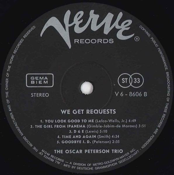 The Oscar Peterson Trio ~ We Get Requests (Vinyl) - Djungel & Jazz