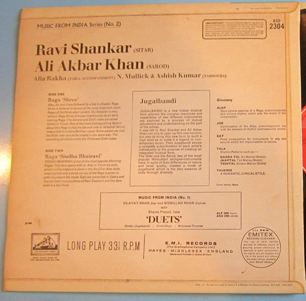 Ravi Shankar & Ali Akbar Khan, Alla Rakha ~ Duets (Vinyl) - Djungel & Jazz