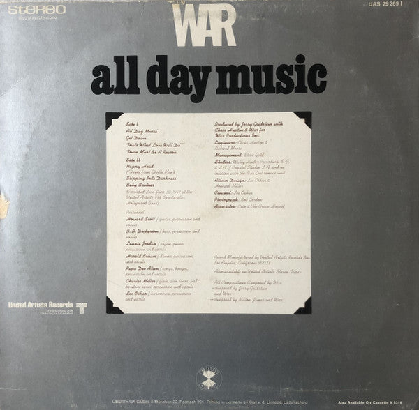 War ~ All Day Music (Vinyl) - Djungel & Jazz