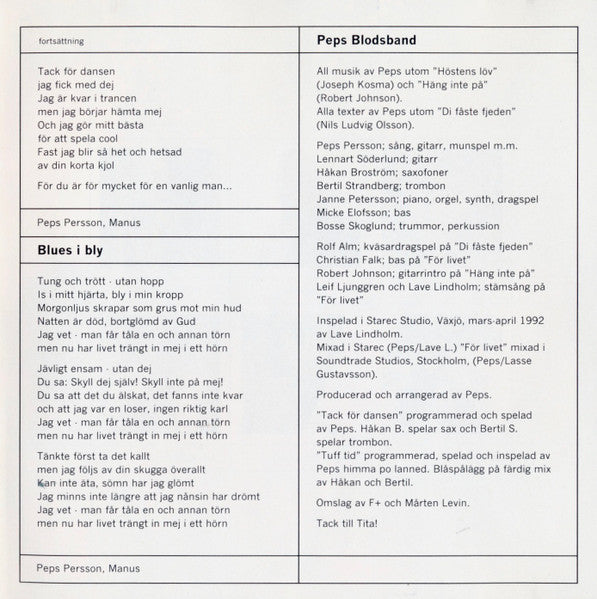 Peps Blodsband ~ Spelar För Livet (Vinyl) - Djungel & Jazz
