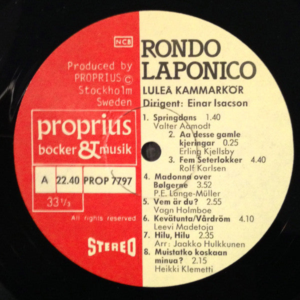 Luleå Kammarkör ~ Rondo Laponico: Contemporary Scandinavian Choir Music (Vinyl) - Djungel & Jazz