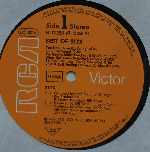 Styx ~ Best Of Styx (Vinyl) - Djungel & Jazz