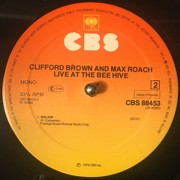 Clifford Brown - Max Roach ~ Live At The Bee Hive (Vinyl) - Djungel & Jazz