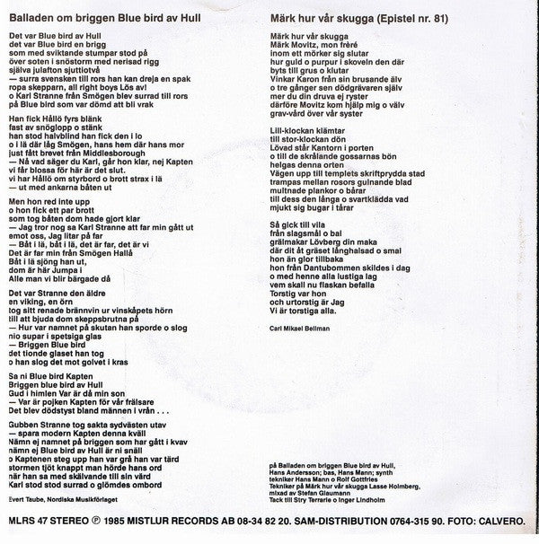 Imperiet : Märk Hur Vår Skugga / Balladen Om Briggen Blue Bird Av Hull (7")