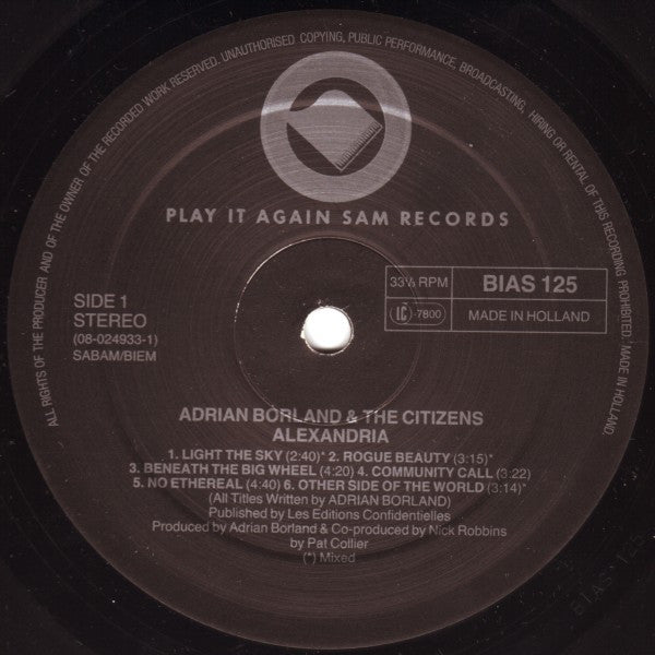 Adrian Borland And The Citizens ~ Alexandria (Vinyl) - Djungel & Jazz
