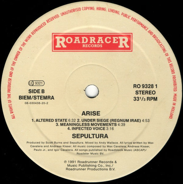 Sepultura ~ Arise (Vinyl) - Djungel & Jazz