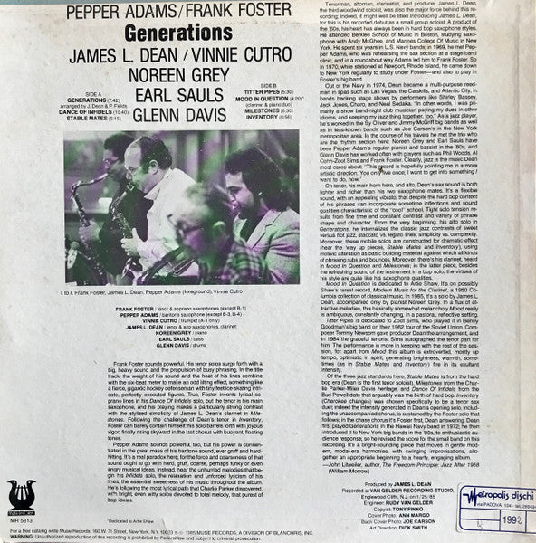 Pepper Adams, Frank Foster ~ Generations (Vinyl) - Djungel & Jazz