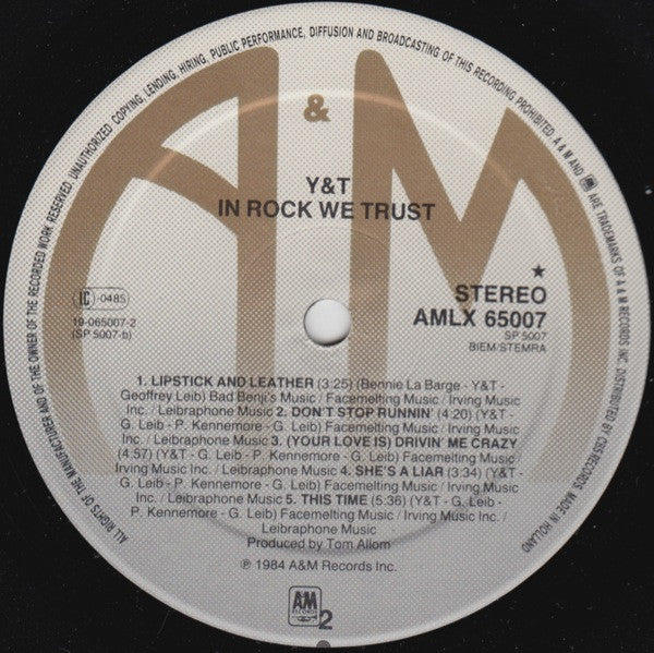 Y&T ~ In Rock We Trust (Vinyl) - Djungel & Jazz