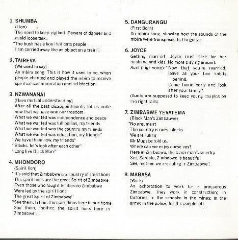 Thomas Mapfumo ~ Shumba (Vital Hits Of Zimbabwe) (Vinyl) - Djungel & Jazz