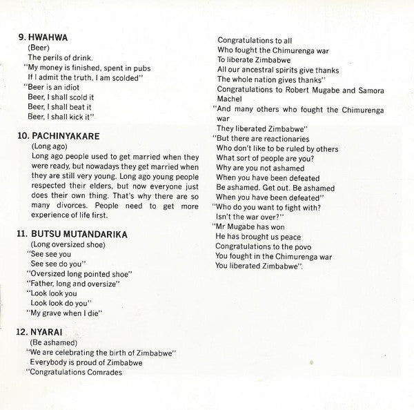 Thomas Mapfumo ~ Shumba (Vital Hits Of Zimbabwe) (Vinyl) - Djungel & Jazz