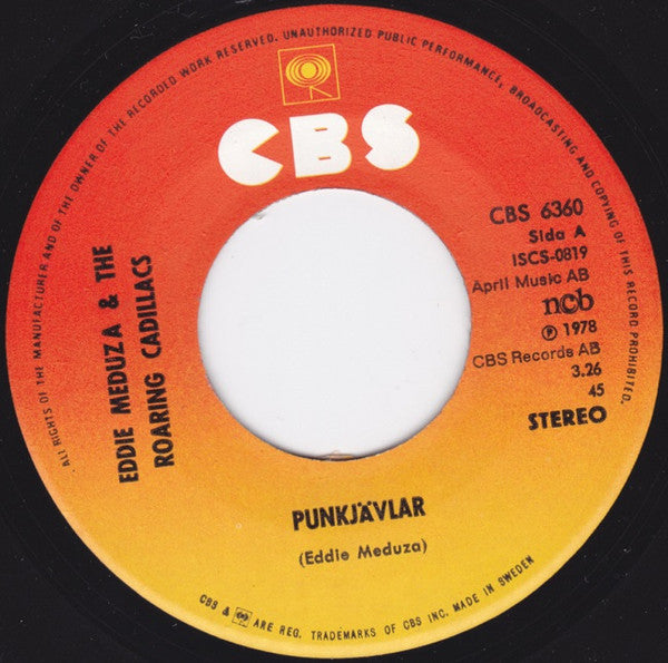 Eddie Meduza & The Roaring Cadillacs* : Punkjävlar (7", Single, Lar)