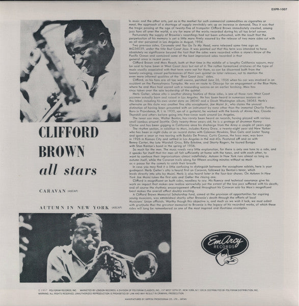 Clifford Brown All Stars : Clifford Brown All Stars (LP, Album, Mono, RE)