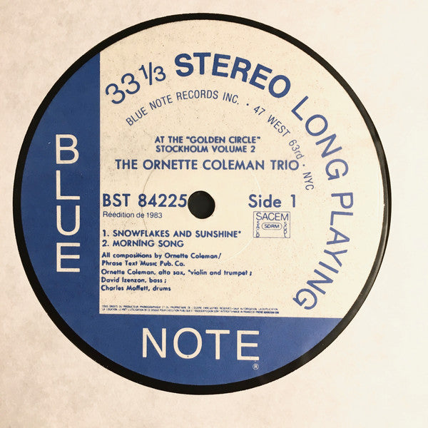 The Ornette Coleman Trio : At The "Golden Circle" Stockholm - Volume Two (LP, Album, RE)