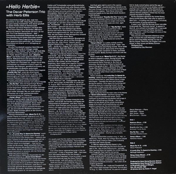 The Oscar Peterson Trio With Herb Ellis ~ Hello Herbie (Vinyl) - Djungel & Jazz