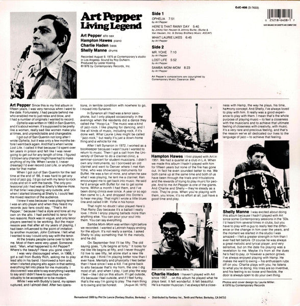 Art Pepper ~ Living Legend (Vinyl) - Djungel & Jazz
